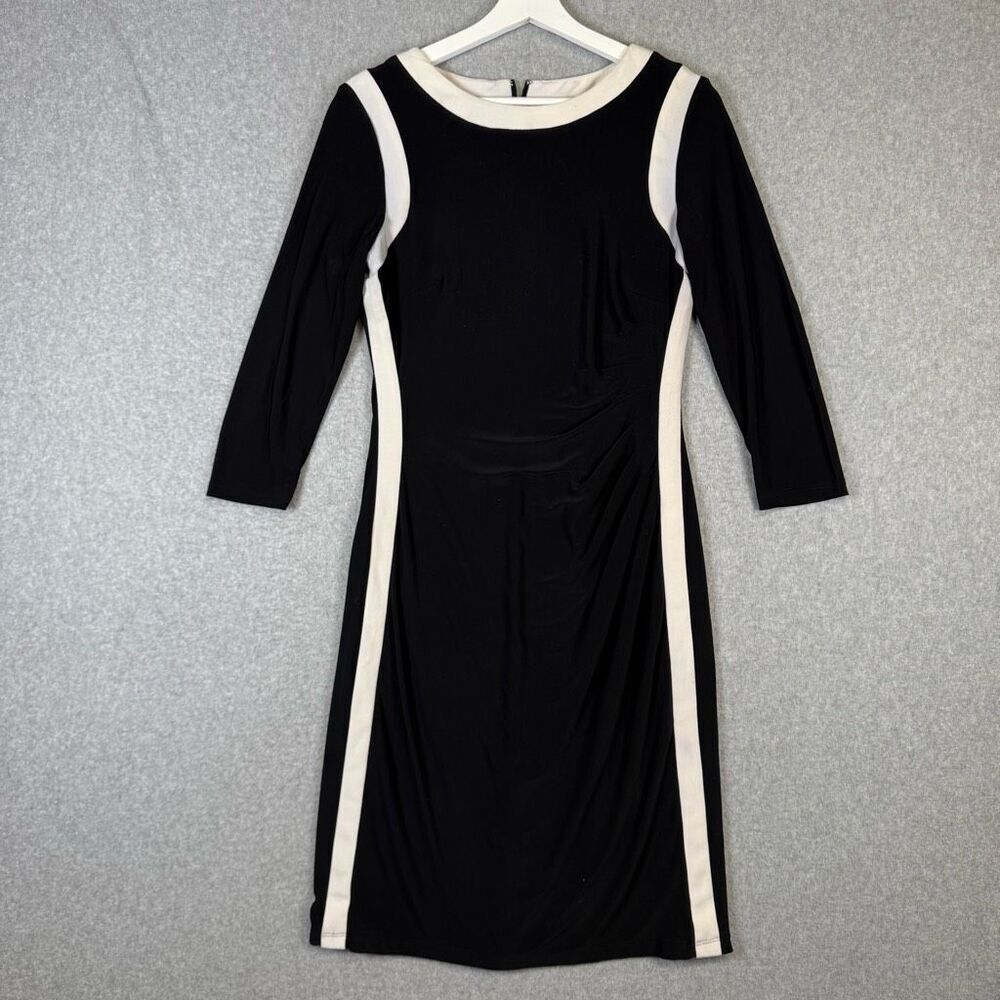 Lauren Ralph Lauren Dress Women's 6 Black 3/4 Sleeve A Line Knee Length Dress - Picture 1 of 8